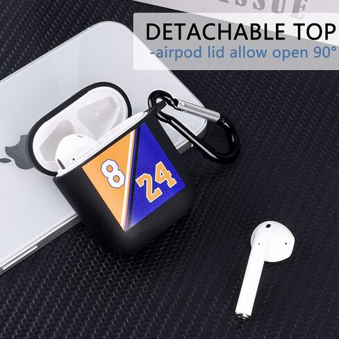 حافظة سماعات رأس كرة السلة متوافقة مع غطاء Airpods 2&1 [8/24] تصميم فريد مع سلسلة مفاتيح حافظة واقية سوداء ناعمة لأجهزة Airpods 2nd & 1st Cover Fans Boys Girls Teen in Kuwait