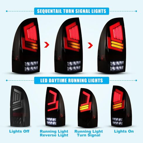 CPW LED Tail Light Compatible With 2005-2015 Toyota Tacoma Pickup Red Turn Signal Light Rear Brake Lamp Driver and Passenger Side Tail Light Replacement Assembly Clear Lens in Saudi Arabia