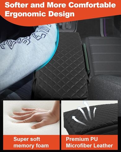 غطاء وحدة التحكم المركزية لسيارة Honda CR-V 2023 غطاء وحدة التحكم لمسند الذراع 2024 CRV ملحقات 2022 2025 مع جيوب جانبية جلد أسود (جلد ناعم) in Kuwait