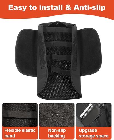 غطاء وحدة التحكم المركزية لسيارة Honda CR-V 2023 غطاء وحدة التحكم لمسند الذراع 2024 CRV ملحقات 2022 2025 مع جيوب جانبية جلد أسود (جلد ناعم) in Kuwait