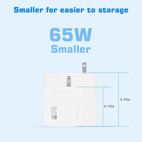 65W USB C Charger, GaN Fast Charger, Compact Foldable Laptop Charger for MacBook Pro/Air, Dell XPS, iPhone 15 Pro Max/14/13, iPad Pro, Galaxy S23, Pixel 8/7 (White) in Saudi Arabia