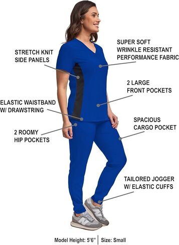 Womens Stretch Knit Panel Top and Jogger Pant Scrub Set Medical Nursing GT 4FLEX in Saudi Arabia