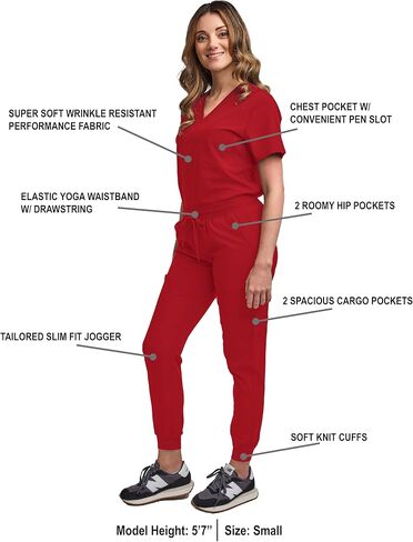 Green Town Women's Tuck-In Top/Jogger Scrub Set Medical Nursing GT 4FLEX Top and Pant in Kuwait