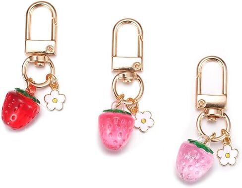Cute Jelly Cherry Keychain 3pcs Set Fruit Shape Small Pendant Key Chain Bag Charm Car Key Ring in Saudi Arabia