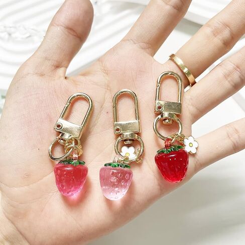 Cute Jelly Cherry Keychain 3pcs Set Fruit Shape Small Pendant Key Chain Bag Charm Car Key Ring in Saudi Arabia