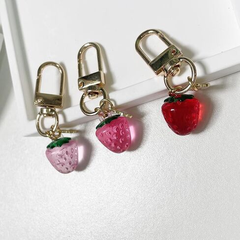 Cute Jelly Cherry Keychain 3pcs Set Fruit Shape Small Pendant Key Chain Bag Charm Car Key Ring in Saudi Arabia