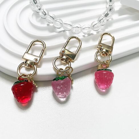 Cute Jelly Cherry Keychain 3pcs Set Fruit Shape Small Pendant Key Chain Bag Charm Car Key Ring in Saudi Arabia
