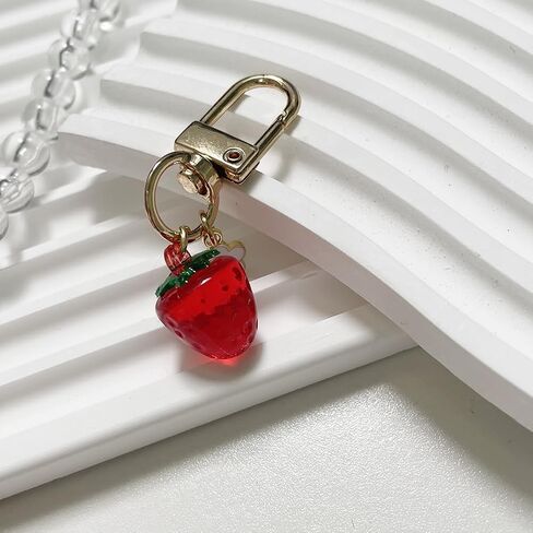 Cute Jelly Cherry Keychain 3pcs Set Fruit Shape Small Pendant Key Chain Bag Charm Car Key Ring in Saudi Arabia