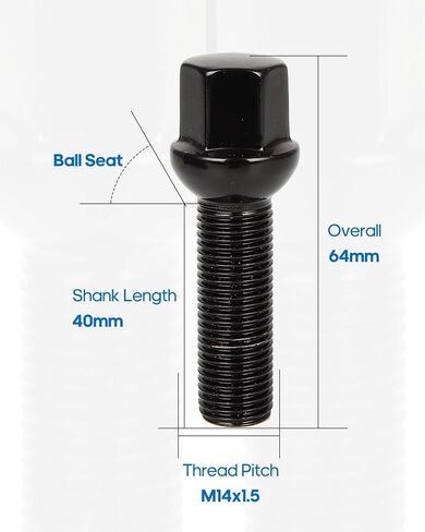ECCPP 14x1.5 Wheel Lug Bolts 20pcs Wheel Lug Nuts Black Thread Pitch 14x1.5 for 1992-2009 for Volkswagen Eurovan 130881 2009-2019 for Audi Q5 2013-2018 for Audi S7 2015-2020 for Audi Q3 in Saudi Arabia