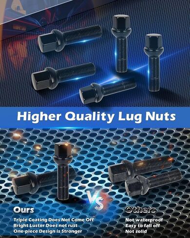 ECCPP 14x1.5 Wheel Lug Bolts 20pcs Wheel Lug Nuts Black Thread Pitch 14x1.5 for 1992-2009 for Volkswagen Eurovan 130881 2009-2019 for Audi Q5 2013-2018 for Audi S7 2015-2020 for Audi Q3 in Saudi Arabia