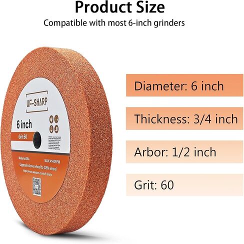 6 inch Bench Grinder Wheels, 1" Wide, 1/2" Arbor, 100 Grit Aluminum Oxide Grinding Wheel for HSS and Carbon Steel Tools (100 Grit) in Saudi Arabia