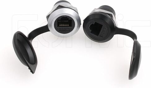 Eonvic 2pcs RJ45 Cat6 Panel Mount Connector Thread Fixed Mount Coupling Adapter Cat5/5e/6 8P8C Ethernet LAN Cable Anti-Loosening Seal Dustproof Cover for Dashboard (2X Square Cat6) in Saudi Arabia