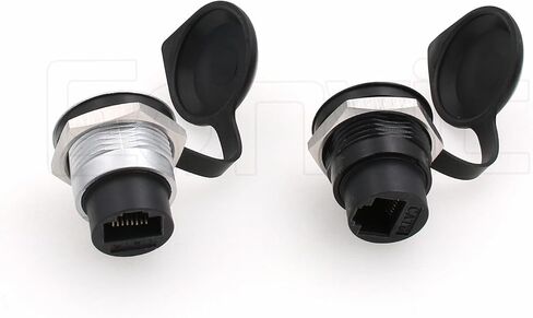 Eonvic 2pcs RJ45 Cat6 Panel Mount Connector Thread Fixed Mount Coupling Adapter Cat5/5e/6 8P8C Ethernet LAN Cable Anti-Loosening Seal Dustproof Cover for Dashboard (2X Square Cat6) in Saudi Arabia