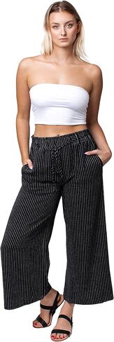 Women's Wide Leg Summer Linen Pants - High Waisted Casual Loose Trousers with Pockets in Saudi Arabia