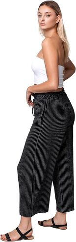 Women's Wide Leg Summer Linen Pants - High Waisted Casual Loose Trousers with Pockets in Saudi Arabia