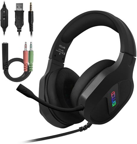 Gaming Headset for Nintendo Switch, Xbox One, PS4, PS5, Bass Surround and Noise Cancelling with Flexible Mic, 3.5mm Wired RGB Adjustable Headphones for Laptop PC iPad Smartphones (Black) in Kuwait