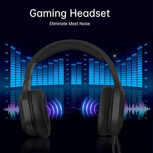 Gaming Headset for Nintendo Switch, Xbox One, PS4, PS5, Bass Surround and Noise Cancelling with Flexible Mic, 3.5mm Wired RGB Adjustable Headphones for Laptop PC iPad Smartphones (Black) in Kuwait