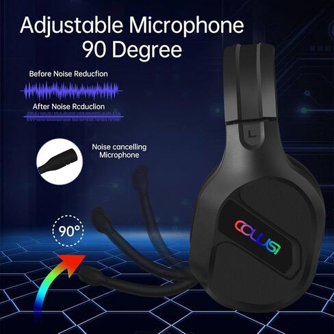 Gaming Headset for Nintendo Switch, Xbox One, PS4, PS5, Bass Surround and Noise Cancelling with Flexible Mic, 3.5mm Wired RGB Adjustable Headphones for Laptop PC iPad Smartphones (Black) in Kuwait