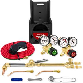 RX WELD Portable Tote Brazing Hvac Torch Kit Oxy Acetylene Torch Set, Cylinders Not Included, Y-Style Tote