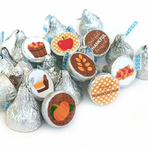 Thanksgiving Labels for Hershey's Kisses Chocolates by Adore By Nat - Autumn Fall Holiday Candy Favor Stickers - Set of 240