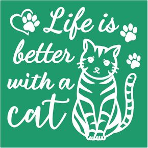 JAJADO Self Adhesive Screen Print Stencil Cat Stencils Reusable Mesh Transfer DIY Craft Template Paint Cat Stencils for Painting on Wood, T-Shirt, Ceramic, Wall, Card, Rock DIY Home Decor