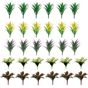 NW 100pcs 1.37inch Mixed Color Mini Trees Model Train Scenery Architecture Flower Model Scenery with No Stands