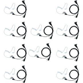 Covert Acoustic Tube Earpiece Headset Mic PTT for BaoFeng Kenwood WouXun PuXing Linton Two Way Radio Walkie Talkie UV-5R BF-888s uv-82hp tk 3230 (10 Packs)