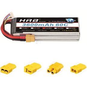 HRB 4S Lipo Battery 3600mAh 14.8V 60C with XT60 Plug RC Lipo Battery for RC Car Boat Truck Heli Airplane