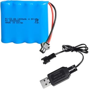 بطارية Ni-CD قابلة لإعادة الشحن AA X 4 1400mAh (تحديث من 500mAh) 4.8V SM-2P Plug for RC Toy الأجهزة الكهربائية المنزلية معدات الإضاءة مع كابل شحن USB