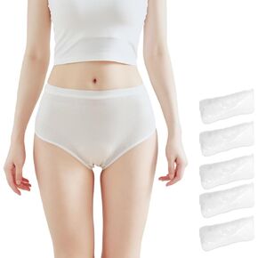 STARLY Disposable Underwear for Women High Waist Comfy Travel Briefs Independent Packing Fast Drying Panties (White,5-Pack)
