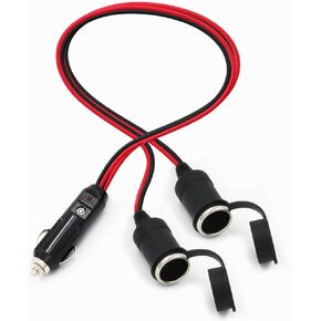 SPARKING Cigarette Lighter Splitter Adapter - 2 Way Cigarette Lighter Extension Cord, 1 to 2 Sockets Car Cigarette Lighter Splitter Power Adapter, Male Plug to Female Socket Extension Cable