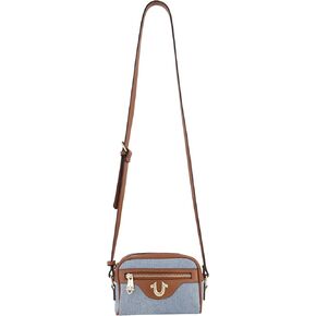 True Religion Crossbody Bag, Women's Small Purse Handbag with Adjustable Strap, Denim