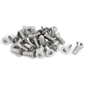 uxcell M6x16mm 304 Stainless Steel Flat Countersunk Head Torx Screws Silver Tone 30pcs