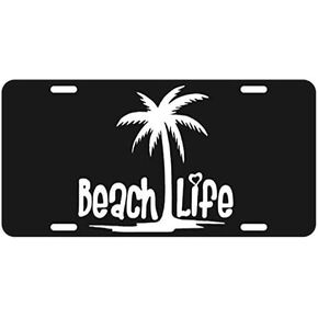 Beach Life Palm Tree Novelty Vanity Front License Plate