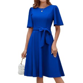 Bbonlinedress Midi Women's Cocktail Vintage Dress Formal Wedding Guest Fit & Flare Modest Church Party 2024 Dresses