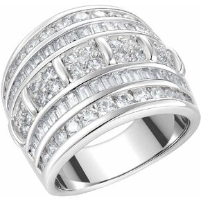 AIHUASI JEWELRY Wide Wedding Bands for women AAAAA Cubic Zirconia Engagement Bridal Eternity Stackable Rings White Gold Size 5-10