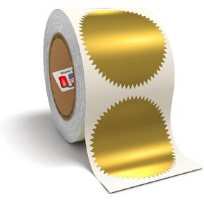 ملصقات إغلاق بحافة مسننة مقاس 2 بوصة من Kenco Gold Metallic - للختم والجوائز والنقش والشهادات والأظرف المصنوعة في الولايات المتحدة الأمريكية (ذهبي)