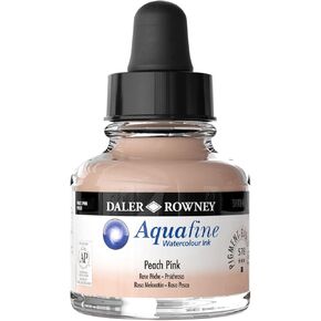 Daler-Rowney Aquafine Watercolor Ink Peach Pink 29.5ml - Versatile Liquid Watercolor Ink for Artists and Students - Use with Paint Brushes, Technical Pens, Airbrushes, and Paint Markers