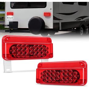 Nilight LED RV Tail Light 2PCS 54 LED White License Plate Light Red Running Stop Brake Turn Signals Light Surface Mount Waterproof Taillights for RV Camper Van Caravan, 2 Years Warranty