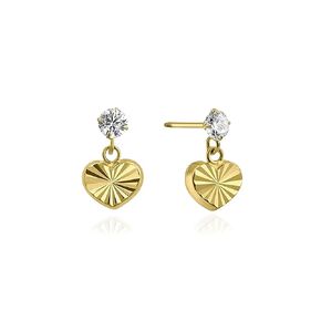 14K Real Yellow Gold Diamond Cut Stud Earrings for Women & Girls - Hypoallergenic for Sensitive Ears for Gift