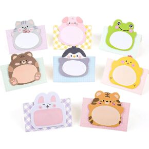 8 Pack Cartoon Sticky Notes, Cute Animal Sticky Notes, Self-Stick Memo Pads Markers Flags Animal Shapes Sticky Notes for Home Office Notebooks and Writing Pads