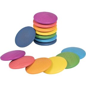 TickiT 73997 Rainbow Wooden Discs - Set of 14 - Loose Parts Wooden Toy for Babies and Toddlers 10m+ - Inspire Curiosity and Open-Ended Play