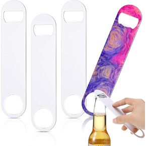 Geiserailie Sublimation Blank Bottle Opener Stainless Steel Flat Bottle Opener Flat Bottle Opener Blank Beer Bottle Opener for Kitchen Restaurant Personalized Sublimation Photo(White, 16 Pieces)