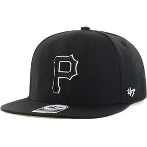 '47 Pittsburgh Pirates Hat Mens Womens Adjustable Baseball Cap, Snapback, Black/Black Logo/Black Logo Outline, One Size