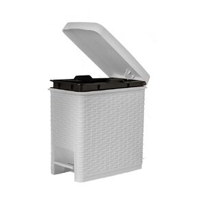Superio Mini Trash Can with Foot Pedal 3 Gallon Plastic Small Outdoor Garbage Can with Lid for Bathroom, Bedroom, Kitchen, Office, Patio 12 QT (White)