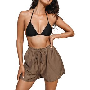 CUPSHE Women's Summer Board Shorts Cover Up Beach Pants Swimsuit Elastic Waist High Waist Bottom