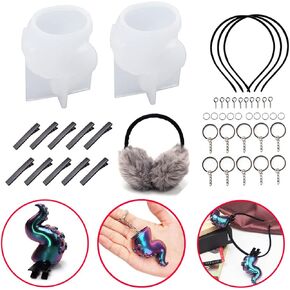 2PCS Octopus Tentacle Silicone Mold, Squid Tentacle Epoxy Casting Molds for Keychain Hair Clips Hairpin Plush Earmuffs Decoration Necklace Pendant Jewelry DIY Craft