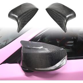 Real Carbon Fiber Side Mirror Cover Caps for Infiniti Q50 Q50s Sedan 2014-2020 Q60 Q70 QX30 QX50 2015-2020 Side Door Wing Mirror Cap Covers Replacement OEM (Horn design style)