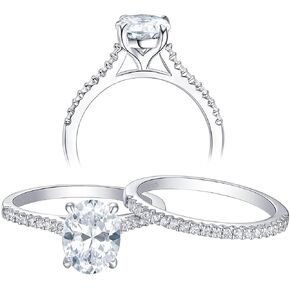 Newshe Solitaire Engagement Rings for Women Wedding Ring Set Sterling Silver Oval Cz 2.2Ct Size 5-12