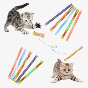 WishLotus Cat Spring Tube Toy, 10pcs Cat Interactive Toy, Colorful Cat Toys for Indoor Cats, Telescopic Mesh Pole Cat Jumping Toy Flexible & Swat Cat Spring Tube